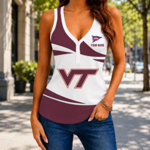 Limited Edition – Customized NCAA Virginia Tech Hokies Women’s V-Neck Tank Top