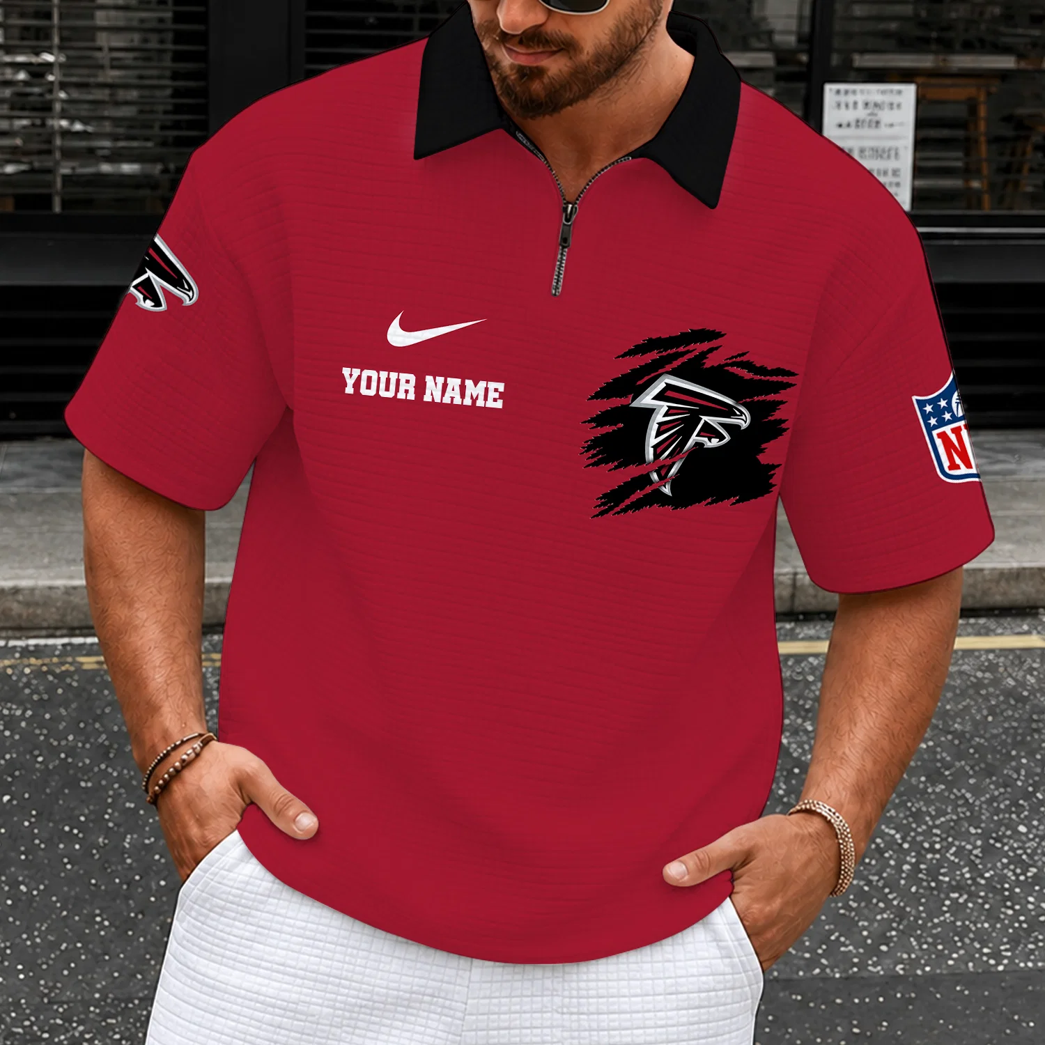 Limited Edition – Customized NFL Atlanta Falcons Quarter-Zip Polo Shirt