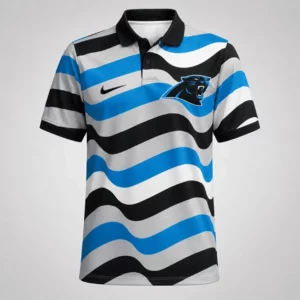Limited Edition – Customized NFL Carolina Panthers Striped Polo Shirt