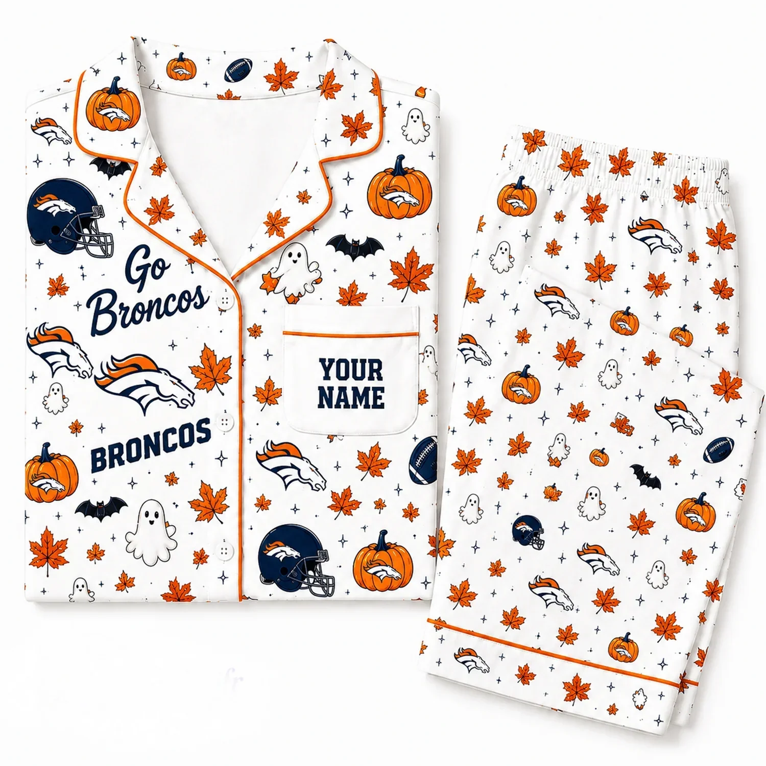 Limited Edition – Customized NFL Denver Broncos Halloween Long Pajamas Set