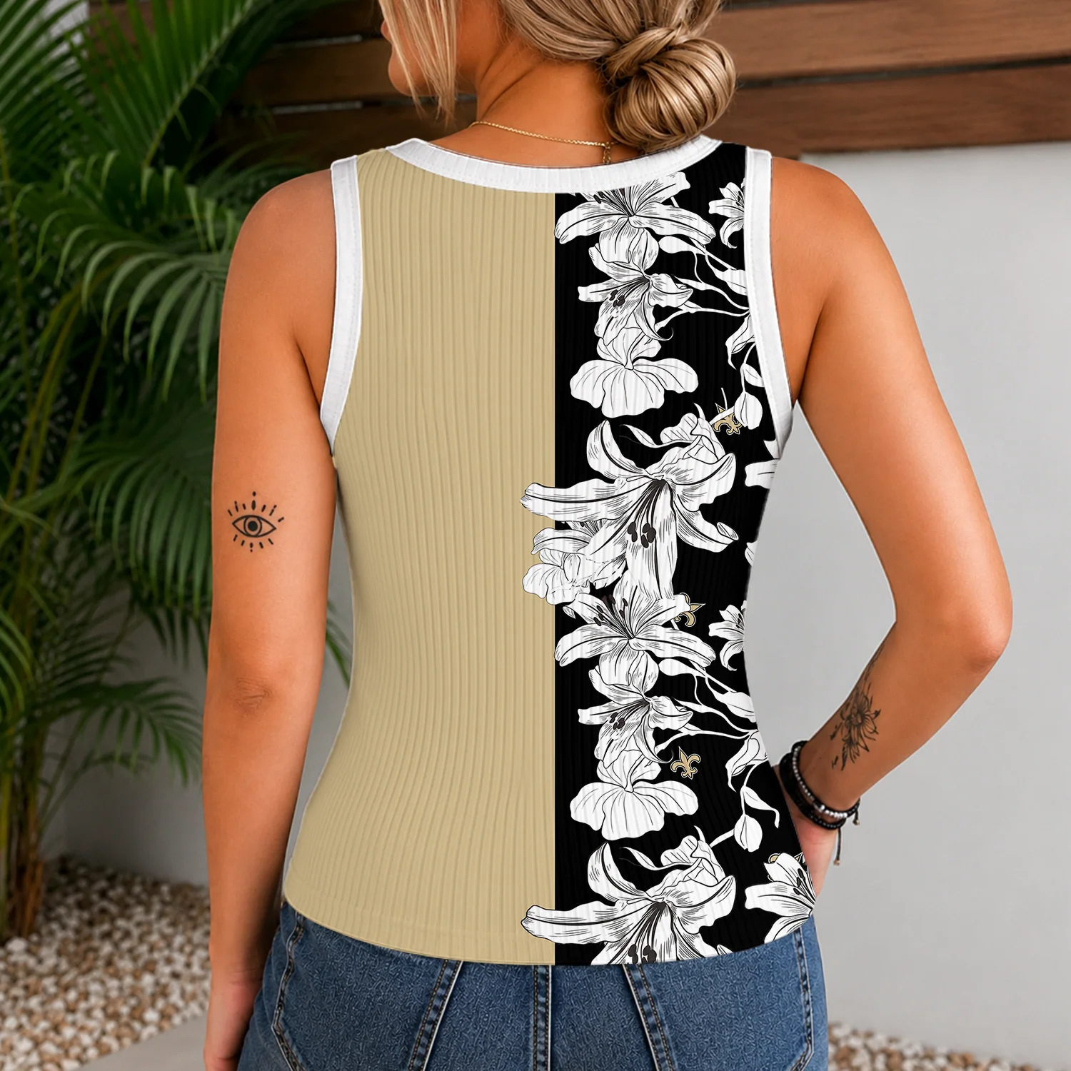 Limited Edition – Customized NFL New Orleans Saints Women’s V-Neck Tank Top - Image 2