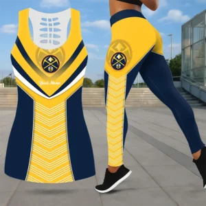 Limited Edition – Customized NBA Denver Nuggets Leggings & Hollow Tank Top Set