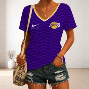 Limited Edition – Customized NBA Los Angeles Lakers V-Neck Female Shirt