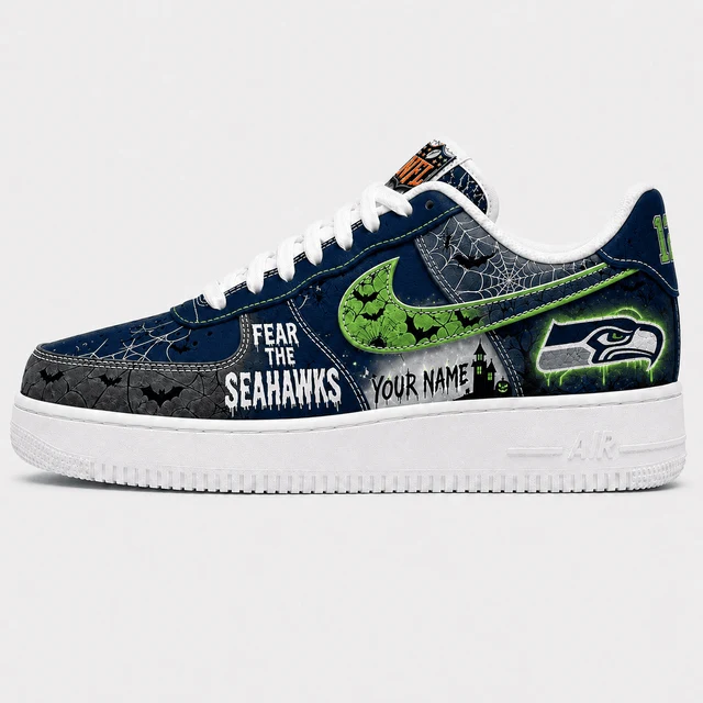 Limited Edition – Customized NFL Seattle Seahawks Halloween Air force 1 Shoes - Image 2