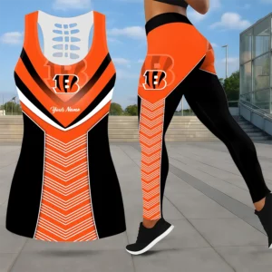 Limited Edition – Customized NFL Cincinnati Bengals Leggings & Hollow Tank Top Set