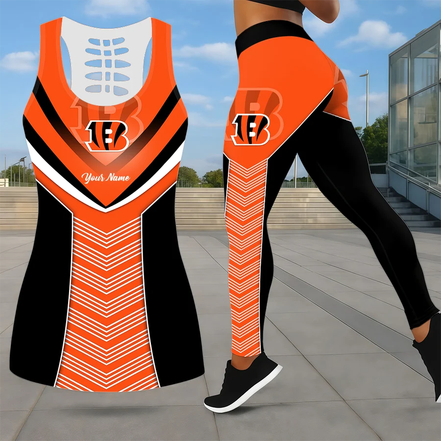 Limited Edition – Customized NFL Cincinnati Bengals Leggings & Hollow Tank Top Set