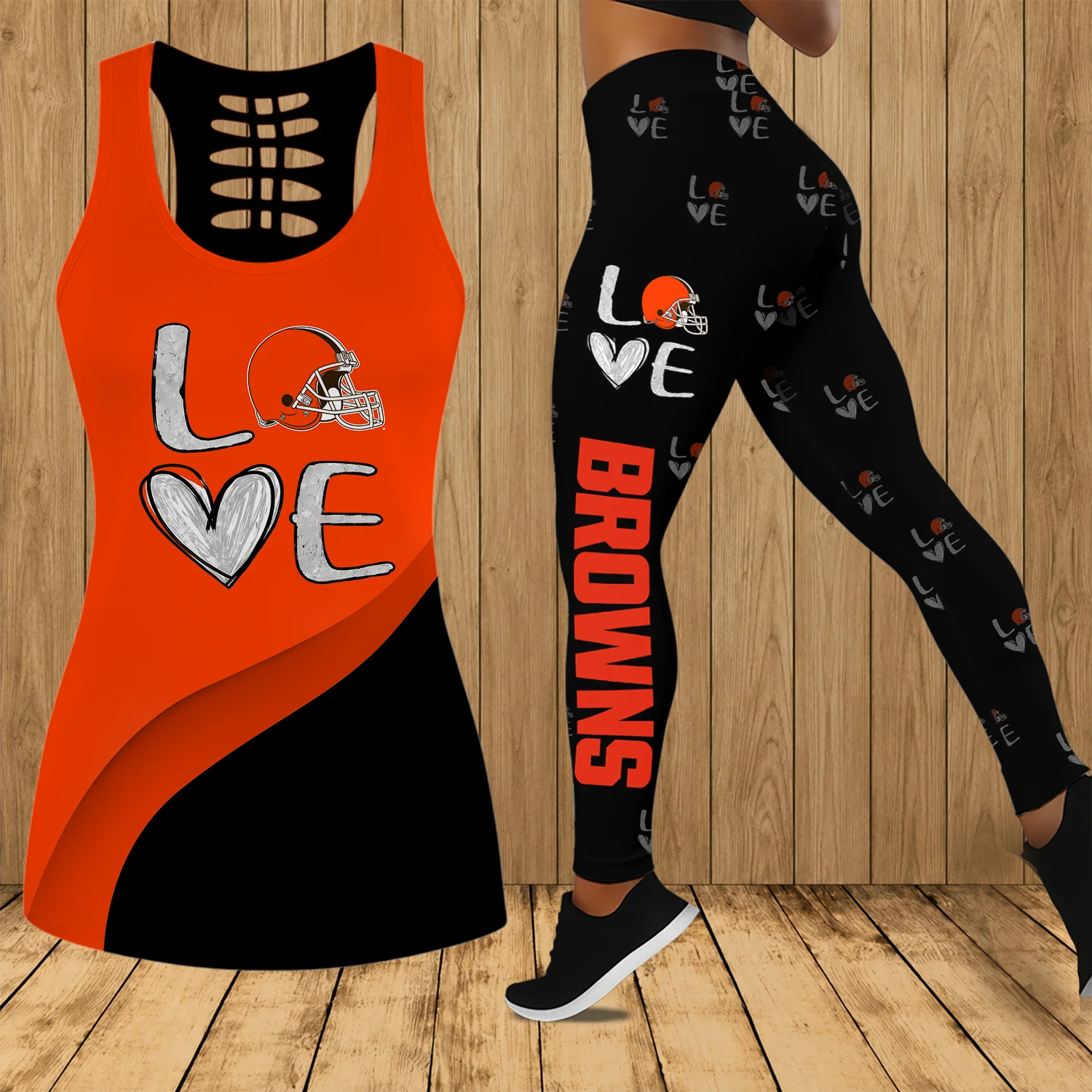 Limited Edition – Customized NFL Cleveland Browns Hollow Tank Top & Leggings Set