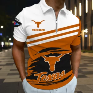 Limited Edition – Customized NCAA Texas Longhorns Zip Polo Shirt
