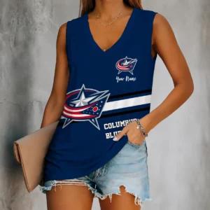 Limited Edition – Customized NHL Columbus Blue Jackets Women’s V-Neck Tank Top