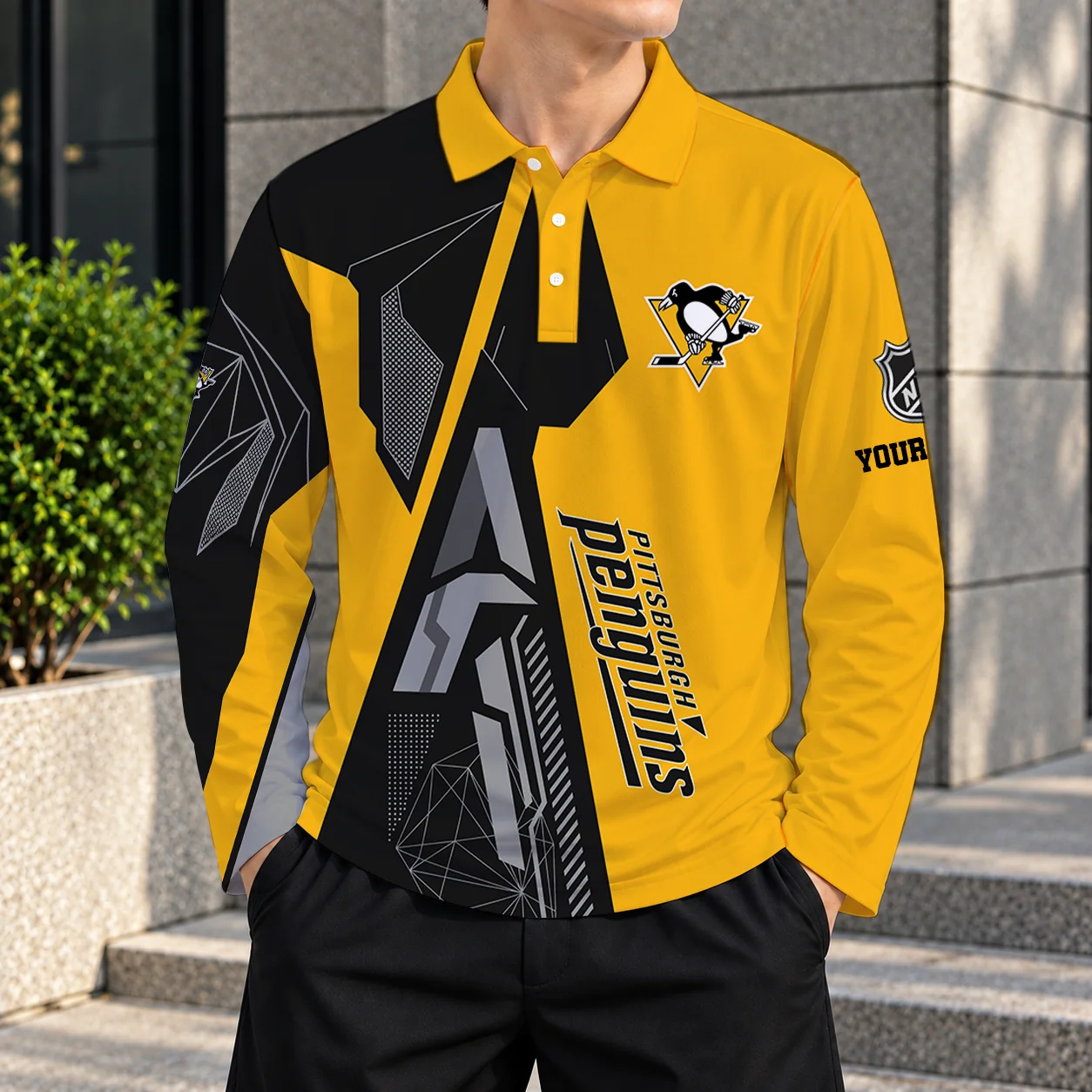 Limited Edition – Customized NHL Pittsburgh Penguins Men Long Sleeve Polo