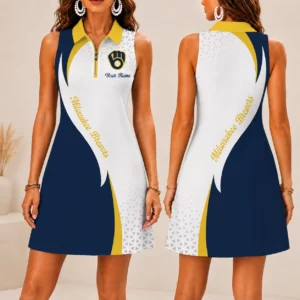 Limited Edition – Customized MLB Milwaukee Brewers Women’s Zip Sleeveless Polo Dress