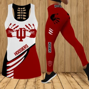 Limited Edition – Customized NCAA Indiana Hoosiers Strappy Hollow Tank Top & Leggings Set