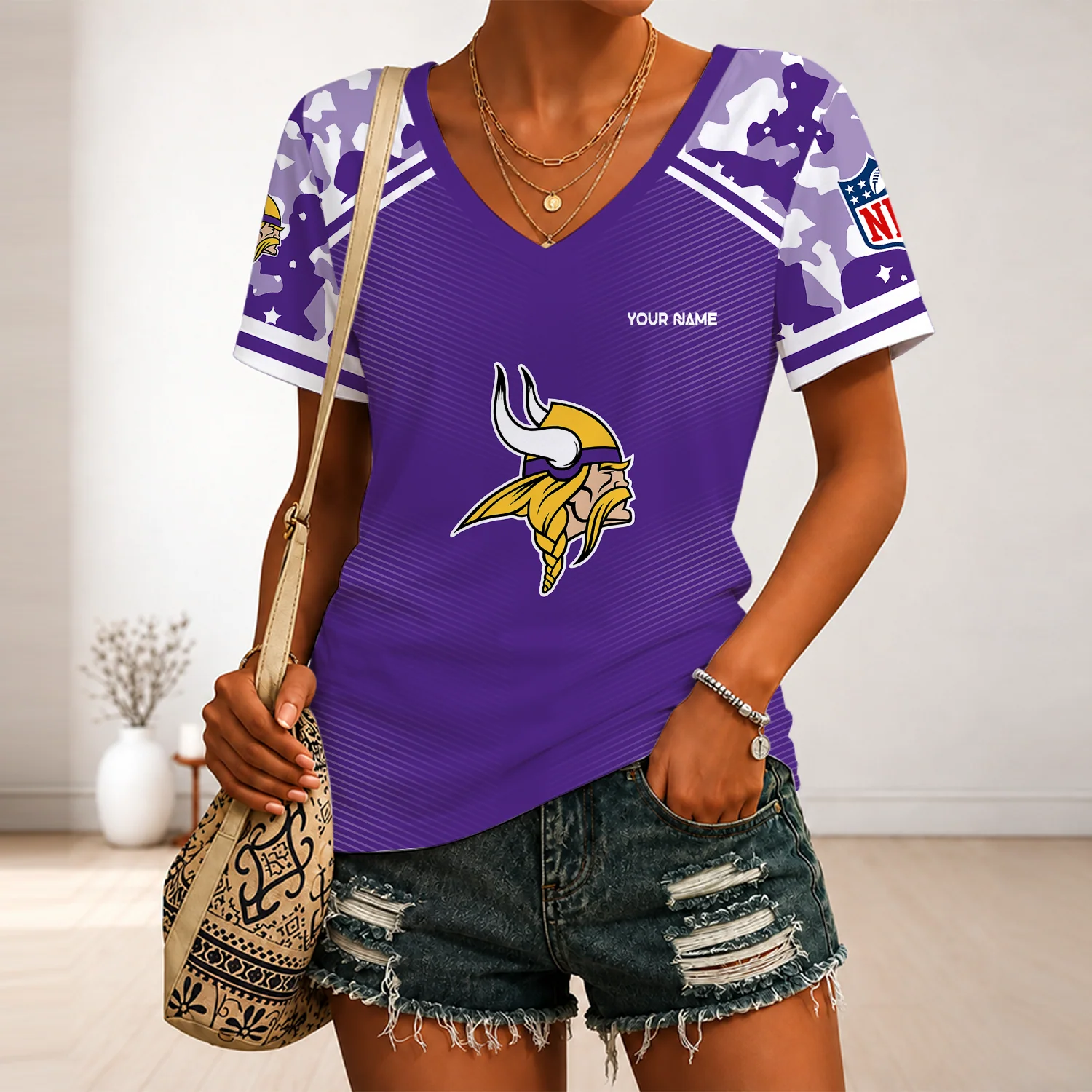Limited Edition – Customized NFL Minnesota Vikings V-Neck Female Shirt