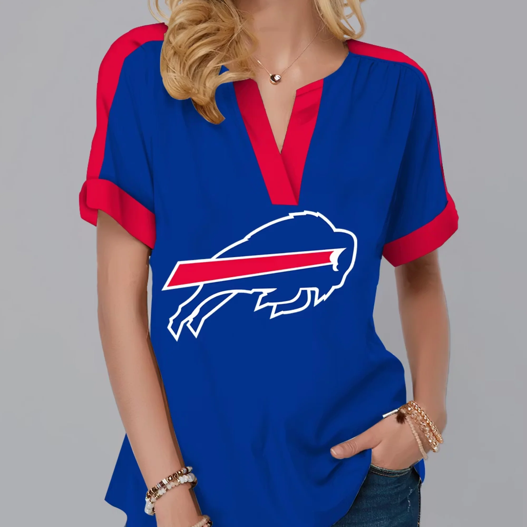 Limited Edition – Customized NFL Buffalo Bills V-Neck Female Shirt