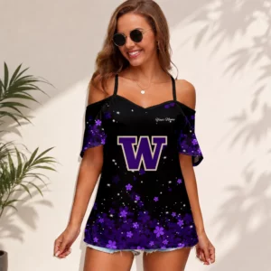 Limited Edition – Customized NCAA Washington Huskies Women’s Strappy Off-Shoulder Top