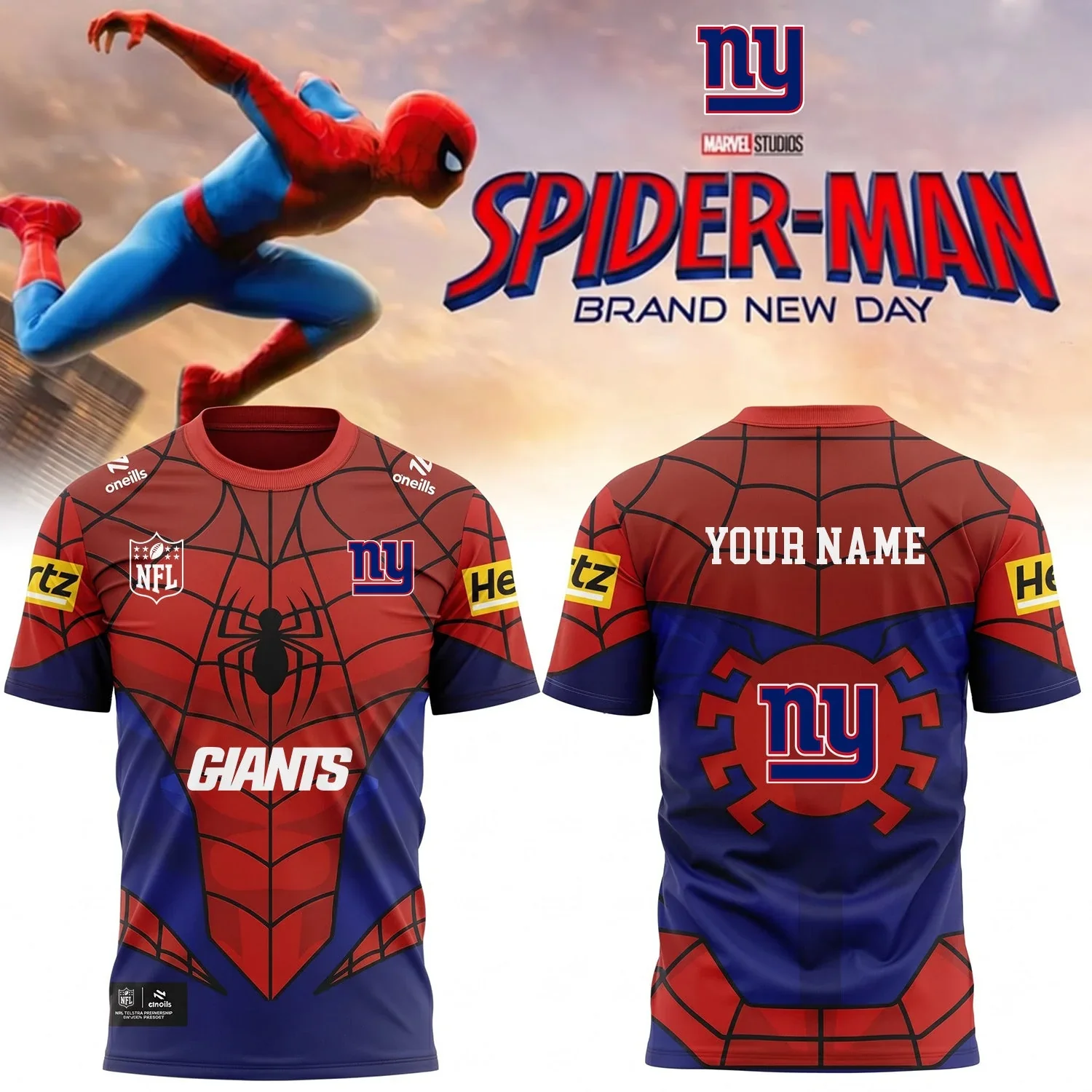 Limited Edition – Customized NFL New York Giants x Spider Unisex T-Shirt