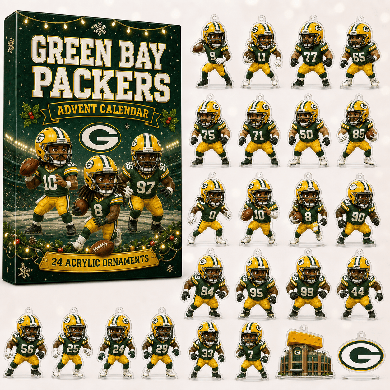 Green Bay Packers Advent Calendar Christmas Countdown Decor Best Gifts For Football Fans
