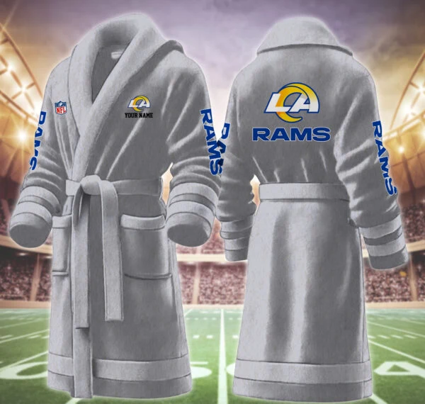 Limited Edition – Customized NFL Los Angeles Rams Multicolor Fleece Bathrobe - Image 4