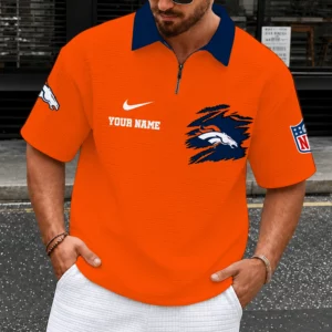Limited Edition – Customized NFL Denver Broncos Quarter-Zip Polo Shirt
