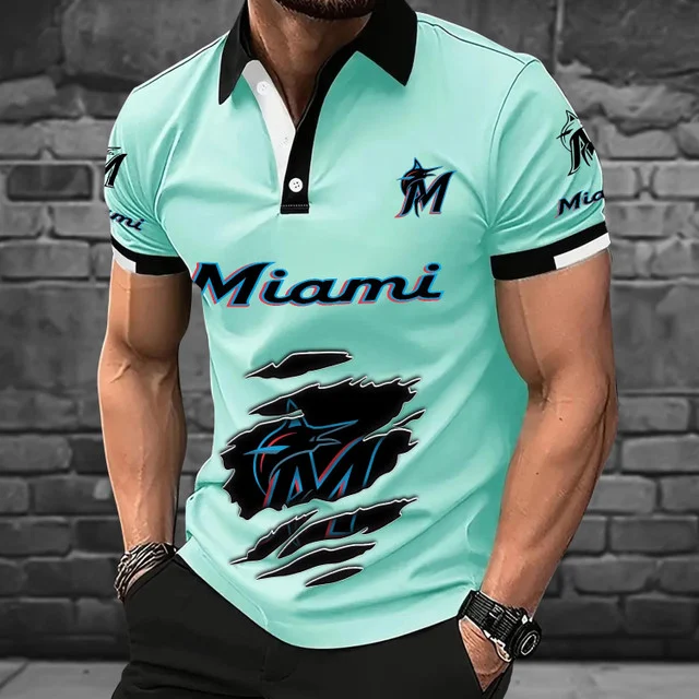 Limited Edition – Customized MLB Miami Marlins Polo Shirt - Image 2