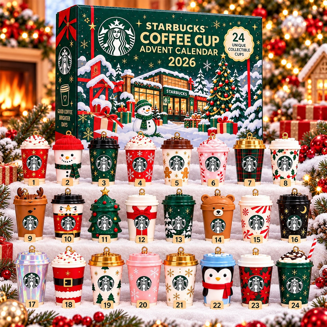 Starbucks Coffee Cup Advent Calendar 2026 Christmas Gifts Idea For Coffee Lovers