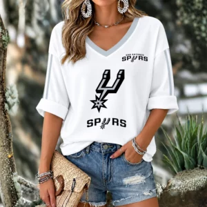 Limited Edition – Customized NBA San Antonio Spurs Women’s V-Neck Long Sleeve Shirt