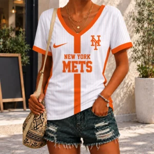 Limited Edition – Customized MLB New York Mets V-Neck Female Shirt