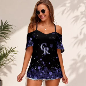 Limited Edition – Customized MLB Colorado Rockies Women’s Strappy Off-Shoulder Top