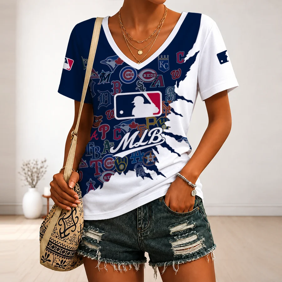Limited Edition – Customized MLB All Teams V-Neck Female Shirt