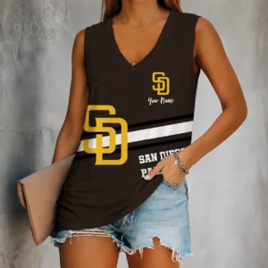 Limited Edition – Customized MLB San Diego Padres Women’s V-Neck Tank Top