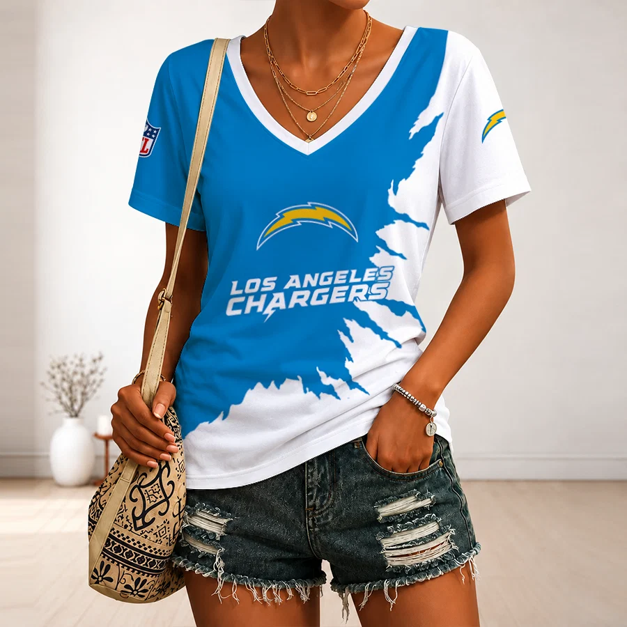 Limited Edition – Customized NFL Los Angeles Chargers V-Neck Female Shirt