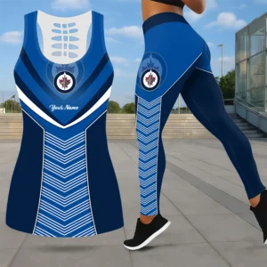 Limited Edition – Customized NHL Winnipeg Jets Leggings & Hollow Tank Top Set