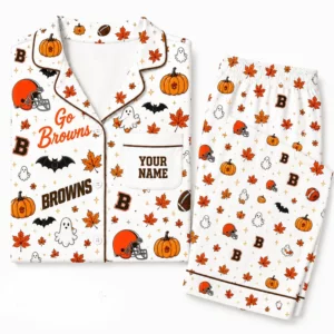 Limited Edition – Customized NFL Cleveland Browns Halloween Long Pajamas Set