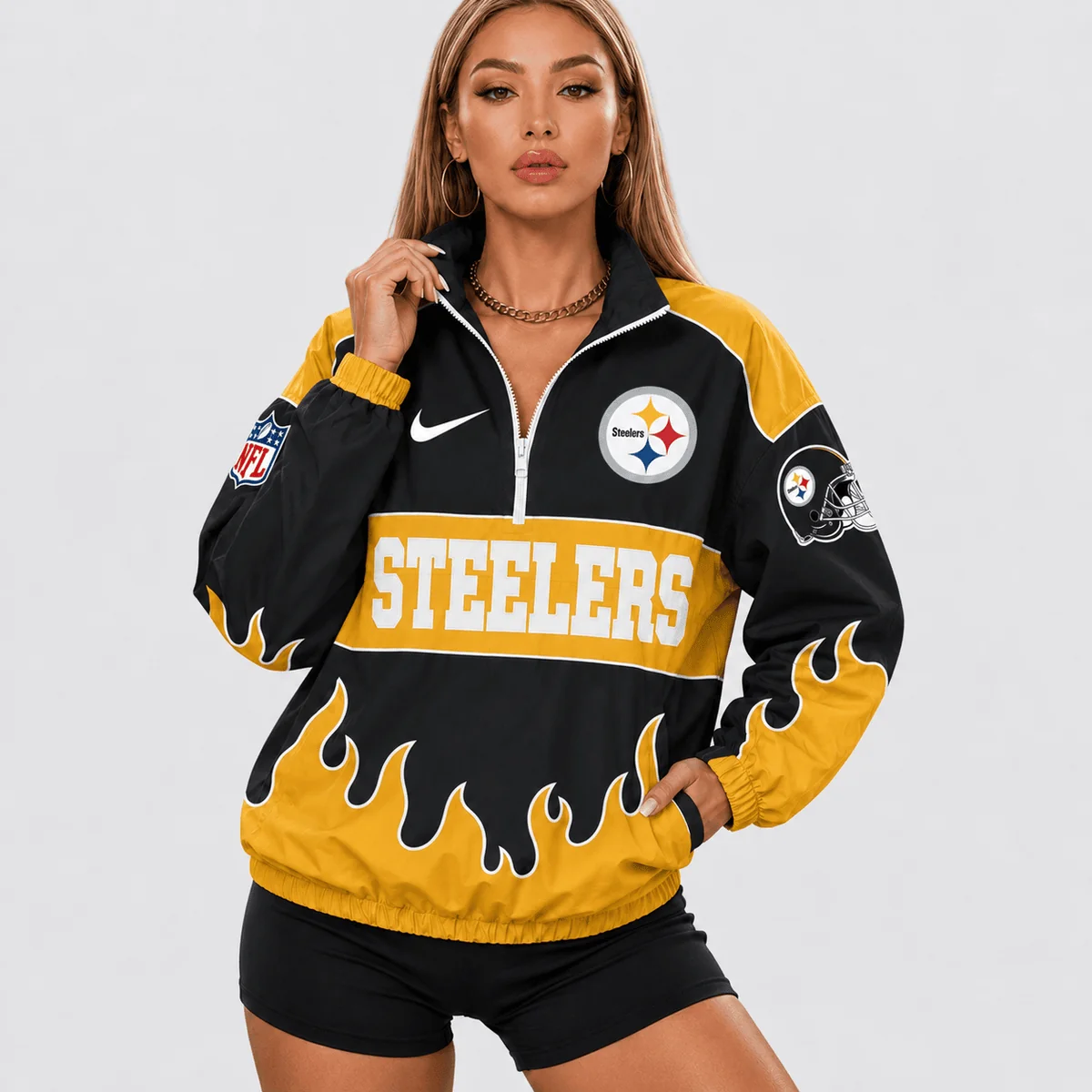 Limited Edition – Customized NFL Pittsburgh Steelers V-Neck Zipper Sweatshirt Jacket