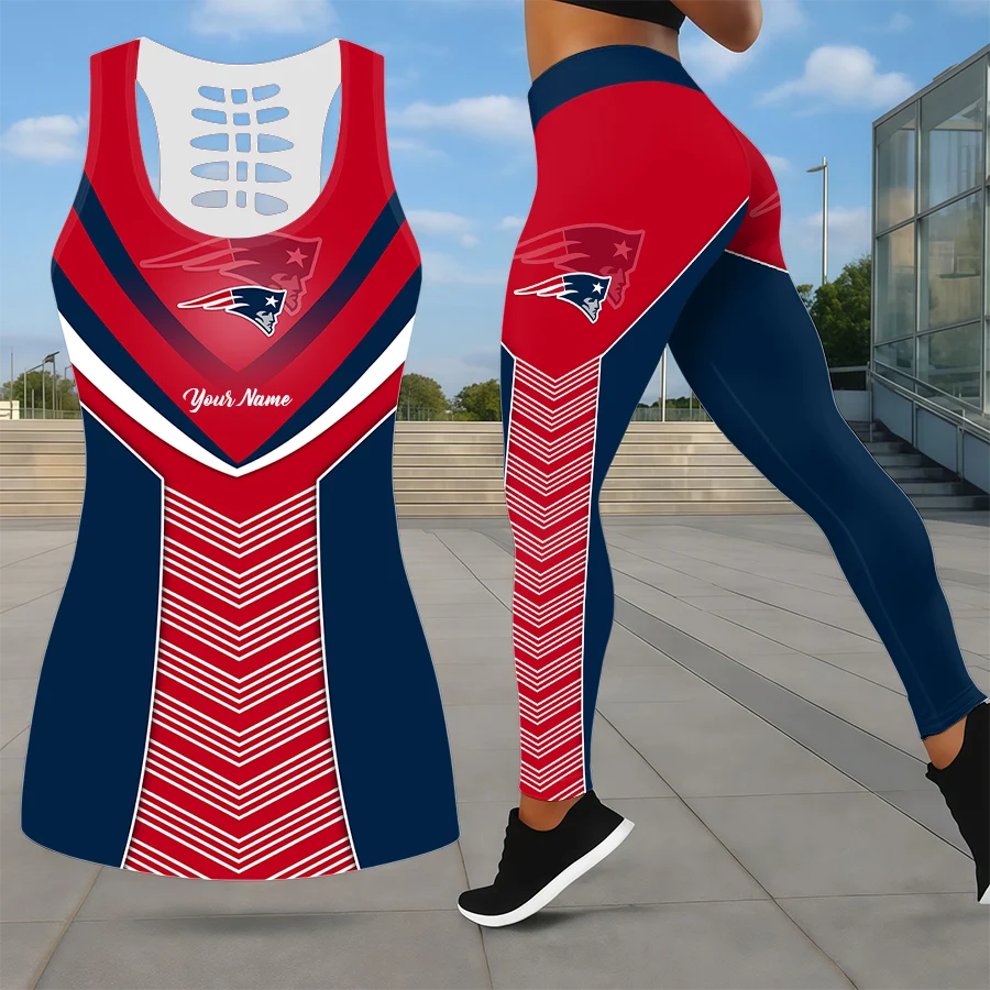 Limited Edition – Customized NFL New England Patriots Leggings & Hollow Tank Top Set