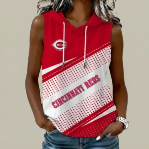 Limited Edition – Customized MLB Cincinnati Reds Women’s Sleeveless Hooded Pocket Tank Top