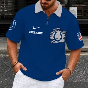 Limited Edition – Customized NFL Indianapolis Colts Quarter-Zip Polo Shirt