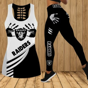 Limited Edition – Customized NFL Las Vegas Raiders Hollow Tank Top & Leggings Set