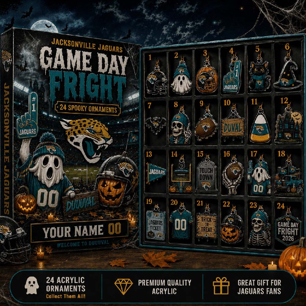 Personalized Halloween Advent Calendar 2026 24 Day Jacksonville Jaguars Merch Countdown Gift