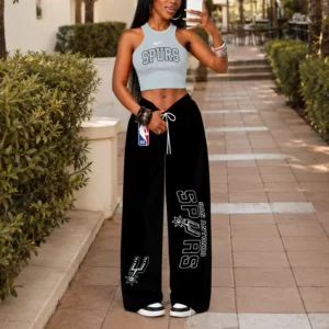 Limited Edition – Customized NBA San Antonio Spurs Crop Top & Long Pants Set