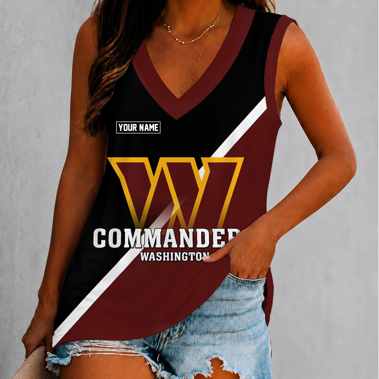 Limited Edition – Customized NFL Washington Commanders Women’s V-Neck Tank Top