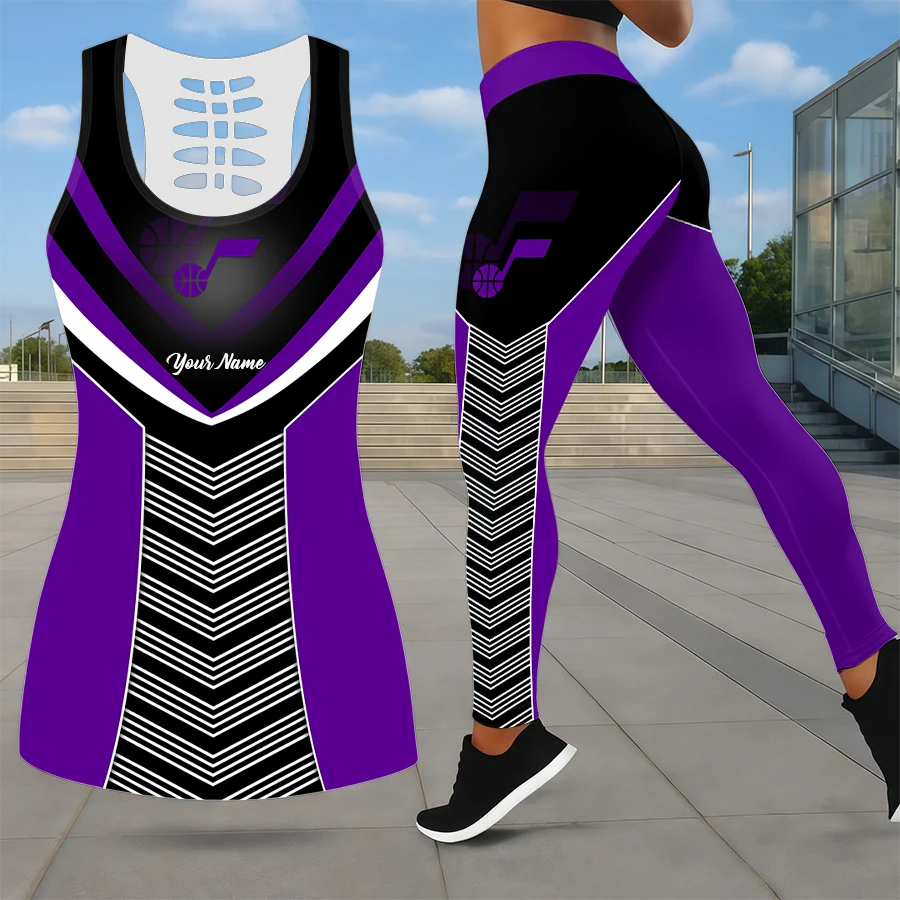 Limited Edition – Customized NBA Utah Jazz Leggings & Hollow Tank Top Set