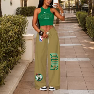 Limited Edition – Customized NBA Boston Celtics Crop Top & Long Pants Set