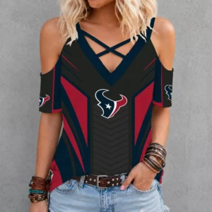 Limited Edition – Customized NFL Houston Texans Criss Cross V-Neck Top