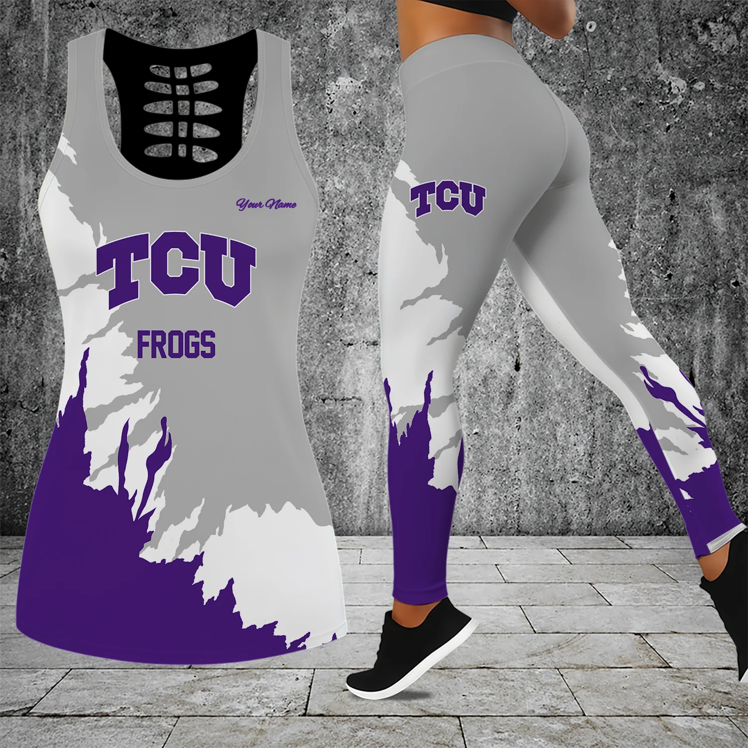 Limited Edition – Customized NCAA Tcu Horned Frogs Hollow Tank Top & Leggings Set