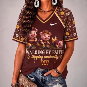 Limited Edition – Customized NFL Washington Commanders V-Neck Female Shirt