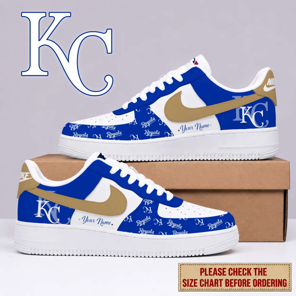 Limited Edition – Customized MLB Kansas City Royals Af1 Shoes