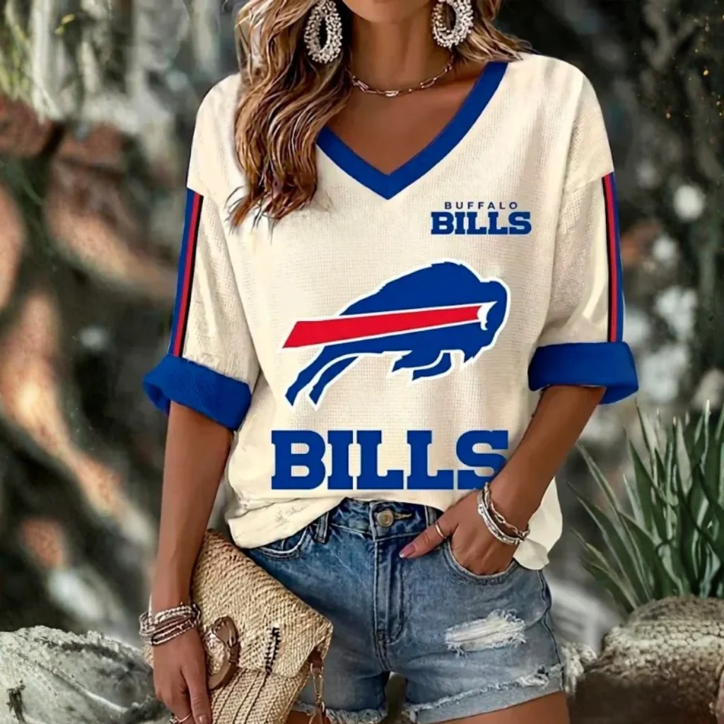 Limited Edition – Customized NFL Buffalo Bills Women’s Heart V-Neck Long Sleeve Shirt