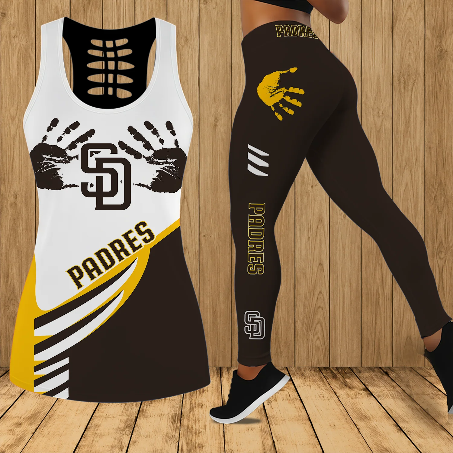 Limited Edition – Customized MLB San Diego Padres Hollow Tank Top & Leggings Set