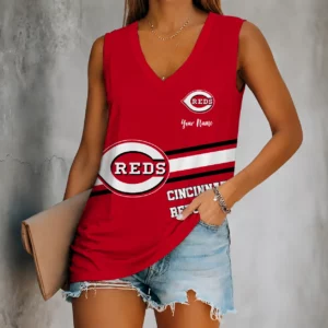 Limited Edition – Customized MLB Cincinnati Reds Women’s V-Neck Tank Top